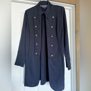 Tommy Hilfiger Black Trench Coat with Gold Buttons